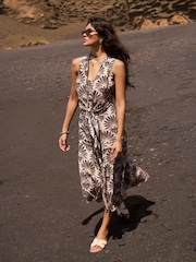 Mint Velvet Black Floral Print Midi Dress - Image 1 of 7