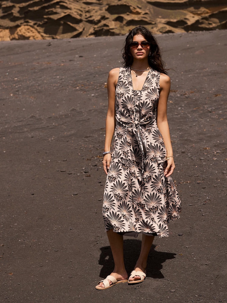 Mint Velvet Black Floral Print Midi Dress - Image 2 of 7