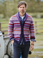 Joe Browns Purple Fairisle Shawl Cardigan - Image 6 of 8