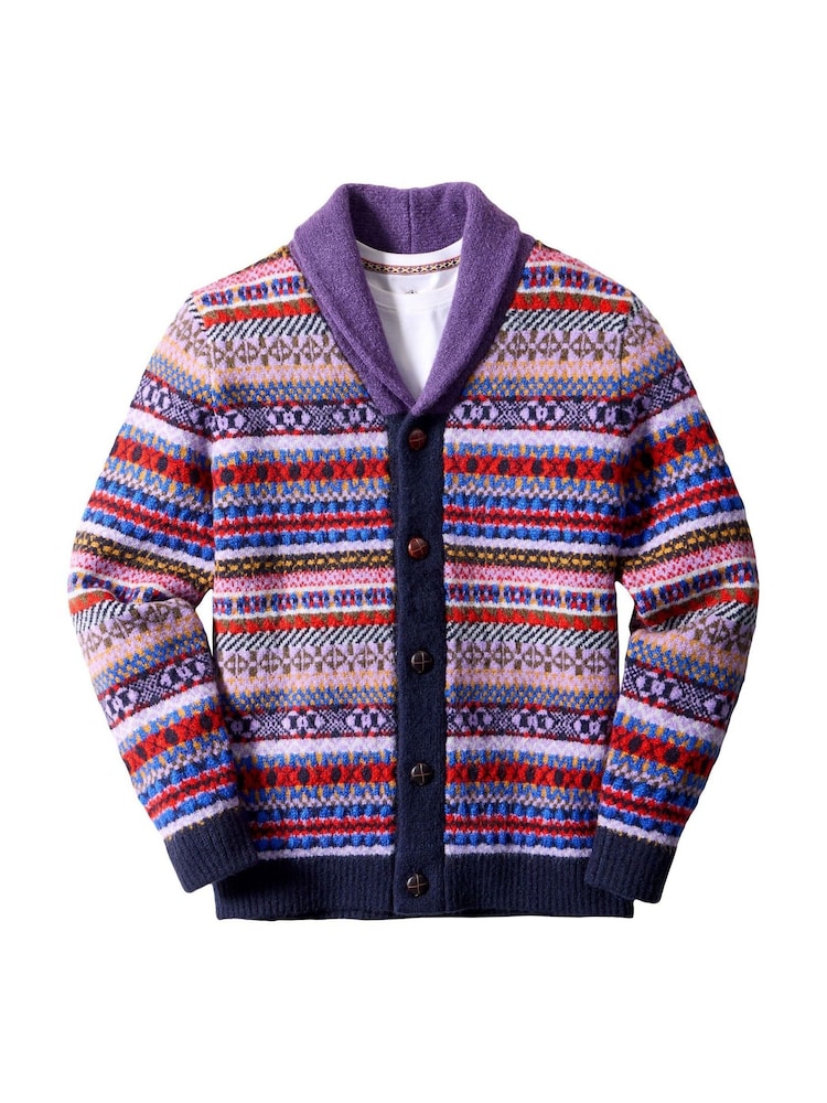 Joe Browns Purple Fairisle Shawl Cardigan - Image 8 of 8 Joe Browns Purple Fairisle Shawl Cardigan - Image 8 of 8