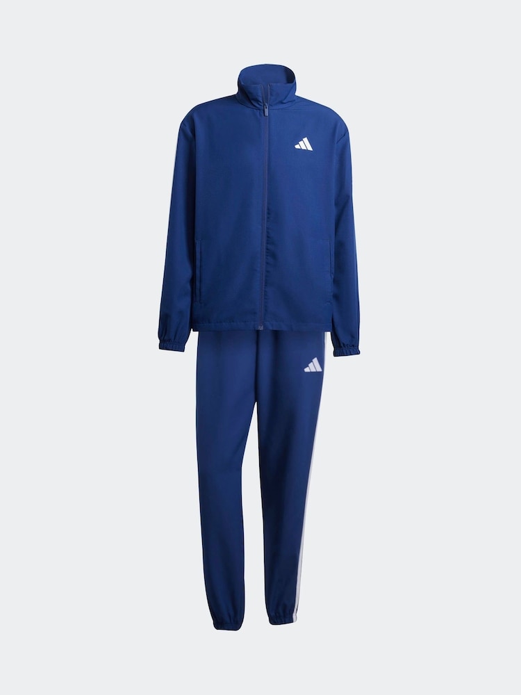 adidas Blue Sportswear Basic 3-Stripes Woven Tracksuit - Image 5 of 7