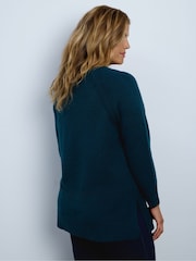 Live Unlimited Green Crew Neck Seam Detail Knitted Jumper - Image 2 of 3