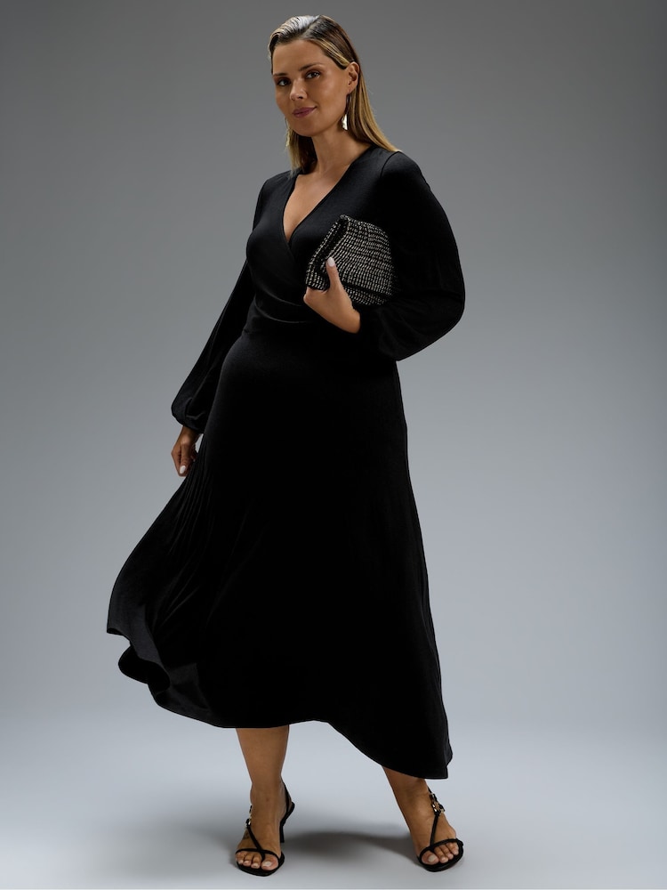 Live Unlimited Black Petite Jersey V-Neck Maxi Dress - Image 2 of 6 Live Unlimited Black Petite Jersey V-Neck Maxi Dress - Image 2 of 6