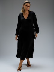 Live Unlimited Black Petite Jersey V-Neck Maxi Dress - Image 5 of 6