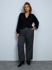 Live Unlimited Black Nechru Collar Long Sleeve Blouse - Image 1 of 3