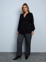 Live Unlimited Black Nechru Collar Long Sleeve Blouse - Image 2 of 3