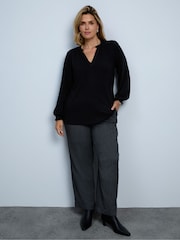 Live Unlimited Black Nechru Collar Long Sleeve Blouse - Image 3 of 3