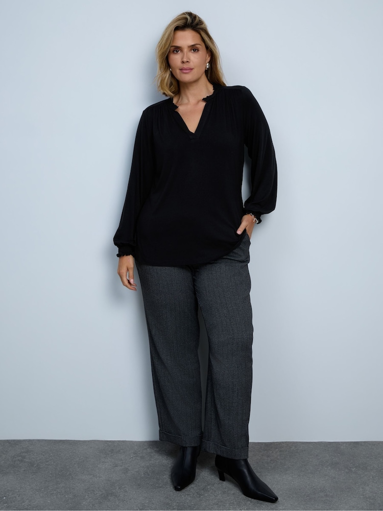 Live Unlimited Black Nechru Collar Long Sleeve Blouse - Image 3 of 3