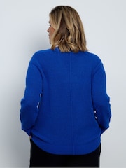 Live Unlimited Blue Wool Blend  V-Neck Knitted Jumper - Image 2 of 5