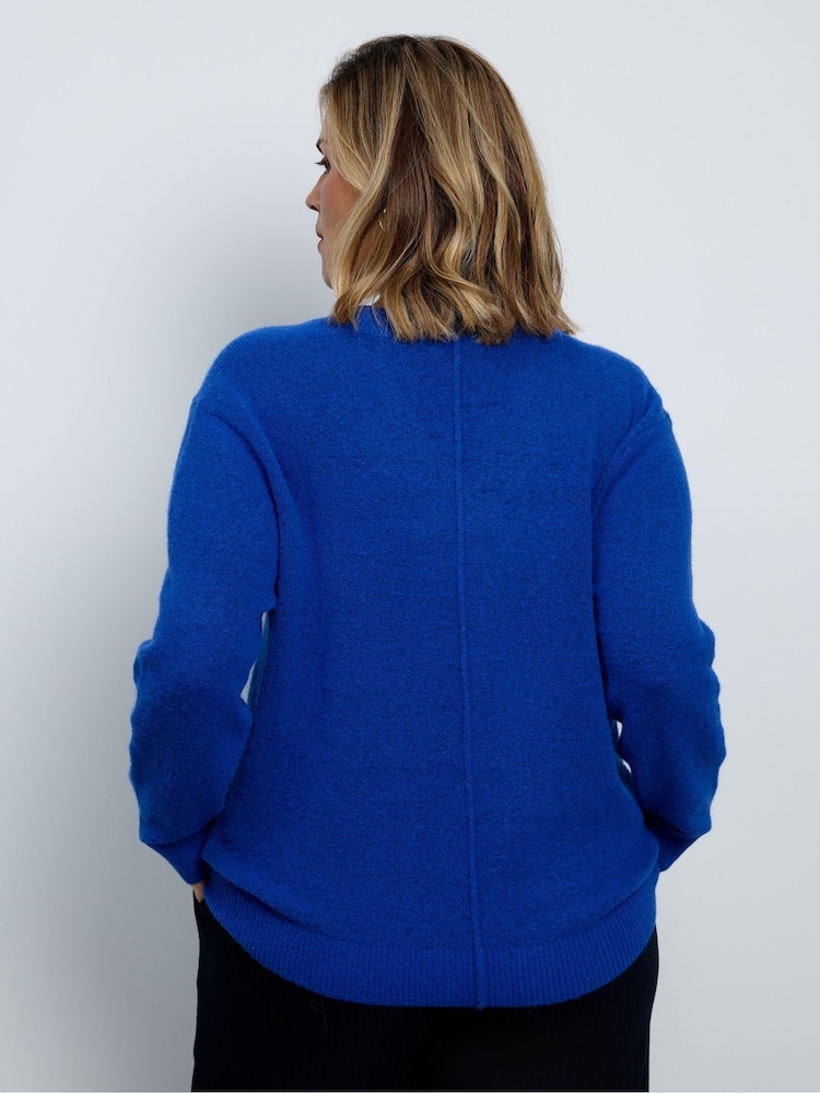 Live Unlimited Blue Wool Blend V-Neck Knitted Jumper - Image 2 of 5 Live Unlimited Blue Wool Blend V-Neck Knitted Jumper - Image 2 of 5