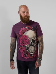 Joe Browns Purple Venom Bloom Skull T-Shirt - Image 1 of 5