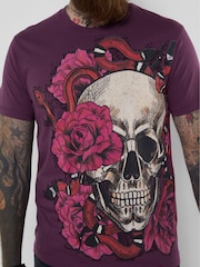Joe Browns Purple Venom Bloom Skull T-Shirt - Image 2 of 5