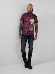 Joe Browns Purple Venom Bloom Skull T-Shirt - Image 3 of 5