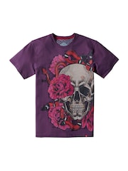 Joe Browns Purple Venom Bloom Skull T-Shirt - Image 5 of 5