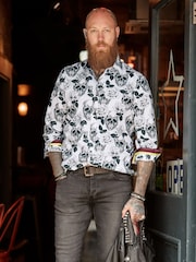 Joe Browns Black Monochrome Skull Print Shirt - Image 1 of 7