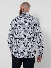 Joe Browns Black Monochrome Skull Print Shirt - Image 4 of 7
