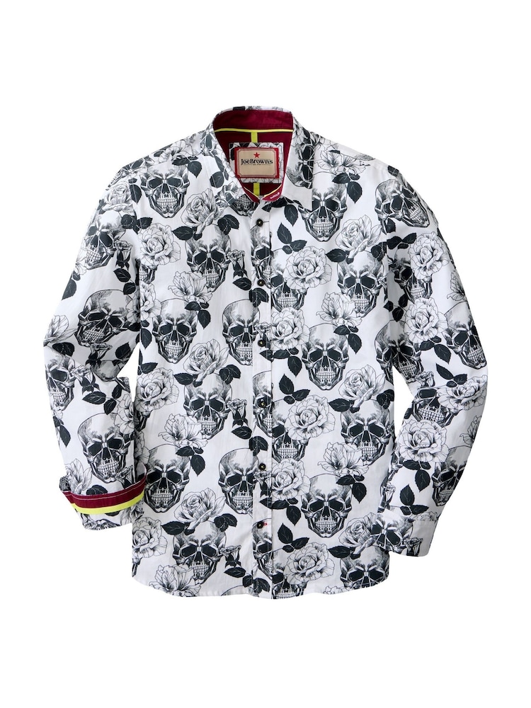 Joe Browns Black Monochrome Skull Print Shirt - Image 7 of 7 Joe Browns Black Monochrome Skull Print Shirt - Image 7 of 7