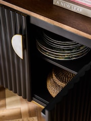 Clarke & Clarke Ribbed Black Mango Wood Calisto Large Sideboard - Image 4 of 9