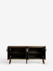 Clarke & Clarke Ribbed Black Mango Wood Calisto Large Sideboard - Image 6 of 9