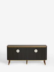Clarke & Clarke Ribbed Black Mango Wood Calisto Large Sideboard - Image 8 of 9