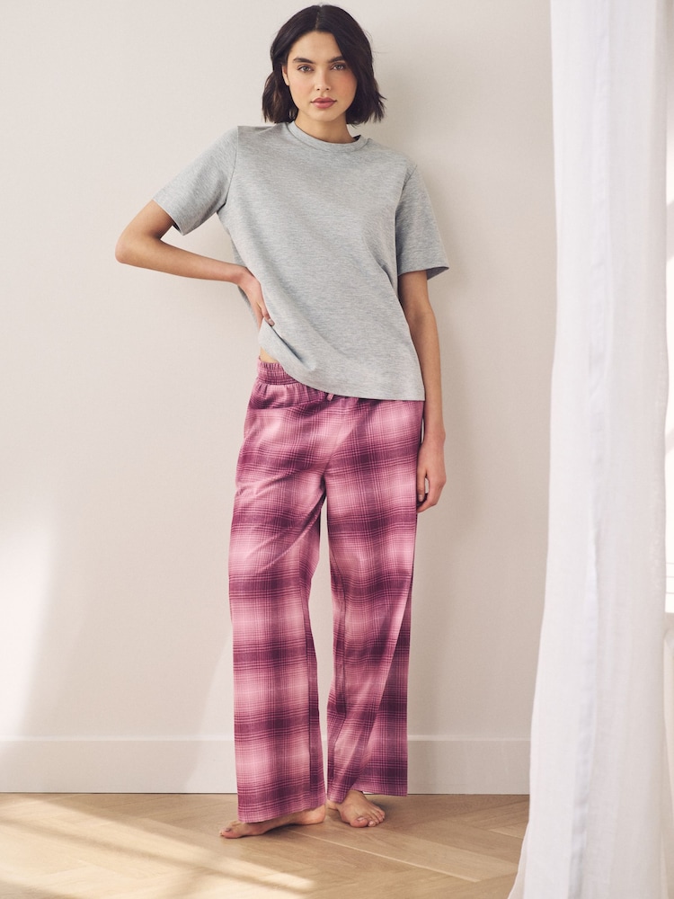 Pink Check Soft Pyjama Bottoms with Wool - Image 1 of 6