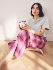 Pink Check Soft Pyjama Bottoms with Wool - Image 2 of 6