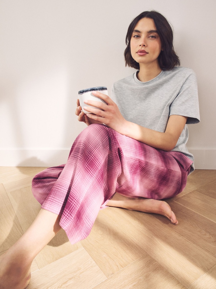 Pink Check Soft Pyjama Bottoms with Wool - Image 2 of 6