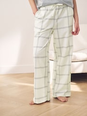 Ecru Check Soft Pyjama Bottoms with Wool - Image 2 of 7