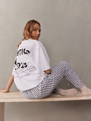 self. Black/White 100% Cotton Short Sleeve Pyjamas - Image 2 of 13