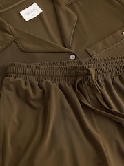 Olive Green Sandwash Button Through Pyjamas - Image 10 of 10