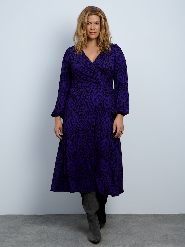 Live Unlimited Purple Abstract Print Jersey V-Neck Maxi Dress - Image 1 of 4 Live Unlimited Purple Abstract Print Jersey V-Neck Maxi Dress - Image 1 of 4