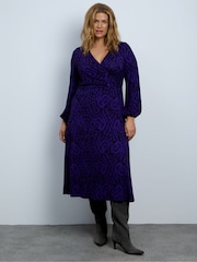 Live Unlimited Purple Abstract  Print Jersey V-Neck Maxi Dress - Image 4 of 4