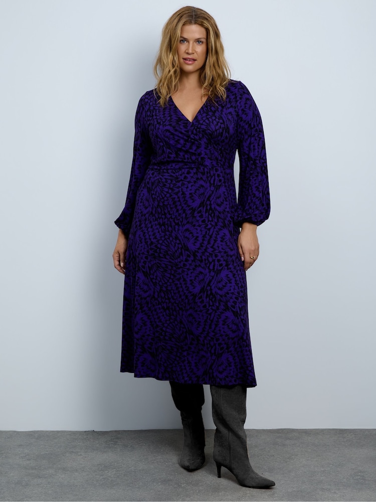 Live Unlimited Purple Abstract Print Jersey V-Neck Maxi Dress - Image 4 of 4 Live Unlimited Purple Abstract Print Jersey V-Neck Maxi Dress - Image 4 of 4