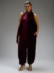 Live Unlimited Plum Velvet Balloon Trousers - 6의 이미지 1