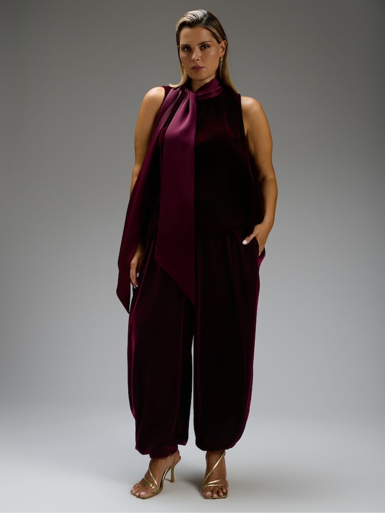 Live Unlimited Plum Velvet Balloon Trousers - 6의 이미지 1