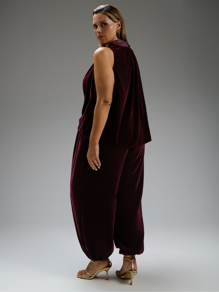 Live Unlimited Plum Velvet Balloon Trousers - 6의 이미지 2