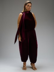 Live Unlimited Plum Velvet Balloon Trousers - 6의 이미지 3