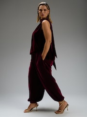 Live Unlimited Plum Velvet Balloon Trousers - 6의 이미지 4