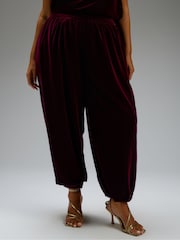 Live Unlimited Plum Velvet Balloon Trousers - 6의 이미지 5