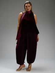 Live Unlimited Plum Velvet Balloon Trousers - 6의 이미지 6