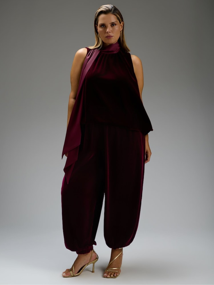 Live Unlimited Plum Velvet Balloon Trousers - 6의 이미지 6