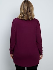 Live Unlimited Red Cotton Slub V-Neck Longline Top - Image 2 of 5