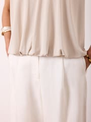 Mint Velvet Natural V-Neck Bubble Hem Top - Image 4 of 7