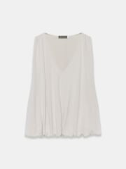 Mint Velvet Natural V-Neck Bubble Hem Top - Image 6 of 7