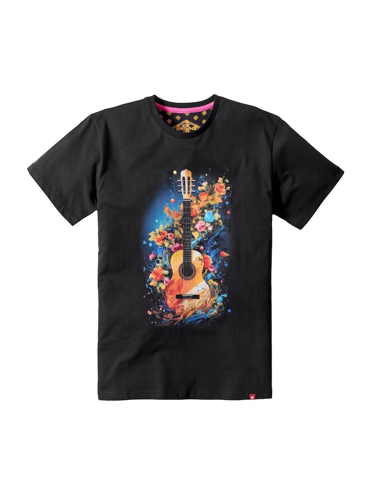 Joe Browns Black Floral Guitar T-Shirt - Image 5 of 5