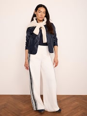 Mint Velvet White Side Stripe Wide Trousers - Image 3 of 7