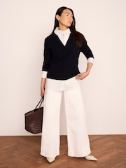 Mint Velvet Blue Cotton Blend Layered Knit Shirt - Image 1 of 7