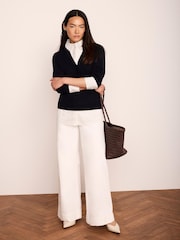 Mint Velvet Blue Cotton Blend Layered Knit Shirt - Image 3 of 7