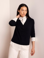 Mint Velvet Blue Cotton Blend Layered Knit Shirt - Image 5 of 7