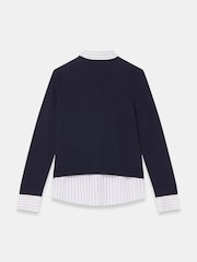 Mint Velvet Blue Cotton Blend Layered Knit Shirt - Image 7 of 7